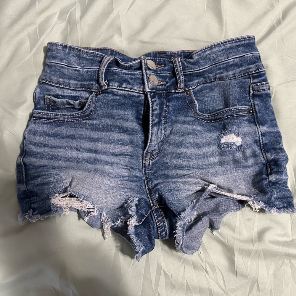 Distressed Blue Denim Shorts